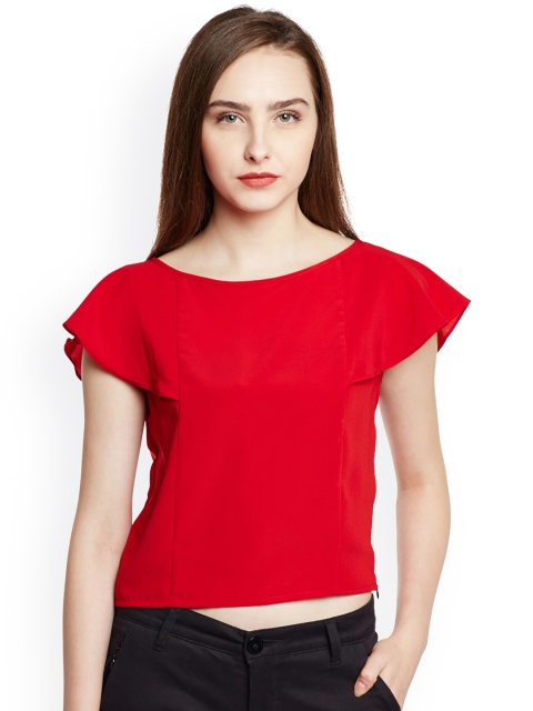

Nun Women Red Solid Crop Top