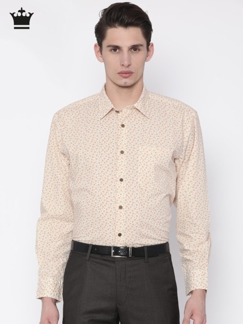 

Louis Philippe Men Beige & Orange Slim Fit Printed Formal Shirt