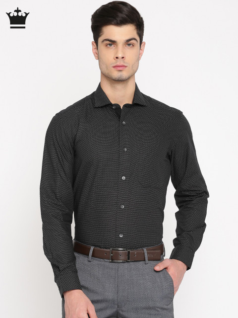 

Louis Philippe Men Black Milano Slim Fit Self Design Formal Shirt