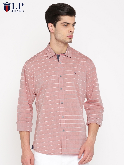 

Louis Philippe Jeans Men Red & White Tailored Fit Striped Casual Shirt