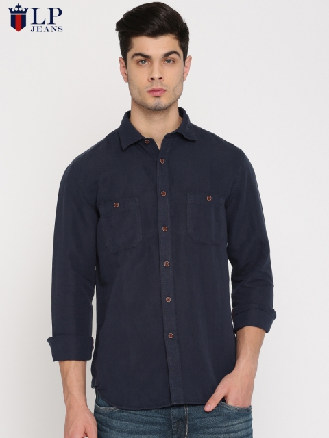 

Louis Philippe Jeans Men Navy Blue Slim Fit Solid Casual Shirt