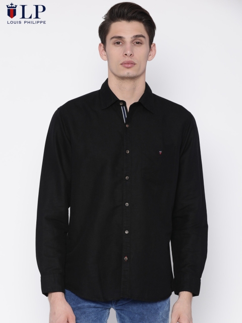 Louis Philippe Sport Men Black Jermyn Tailored Fit Solid Casual Shirt
