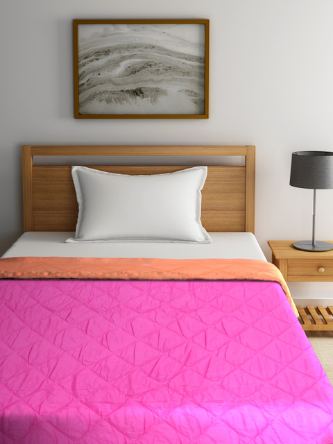 

WELHOME Pink & Orange Solid Mild Winter 150 GSM Single Bed Comforter