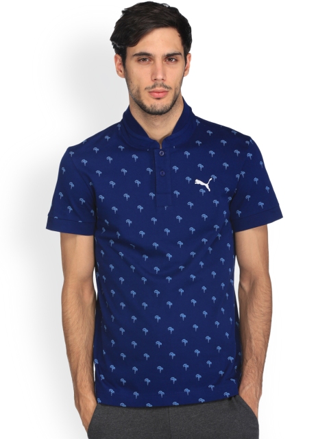 

Puma Men Blue Printed Polo Collar T-shirt