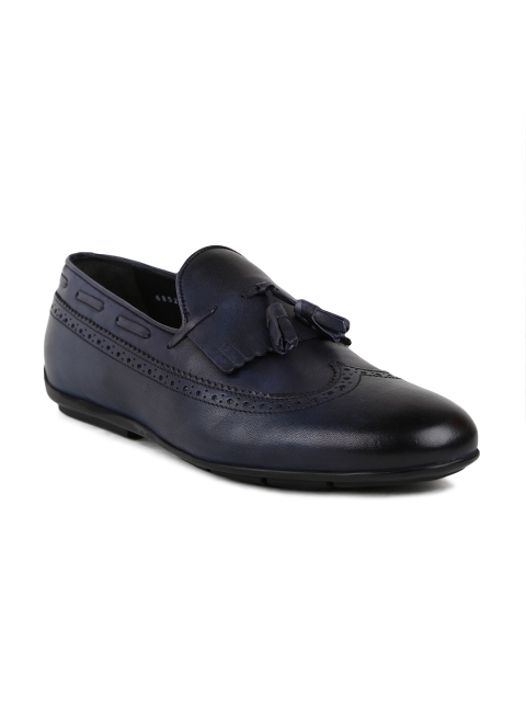 

JOE SHU Men Blue Leather Loafers