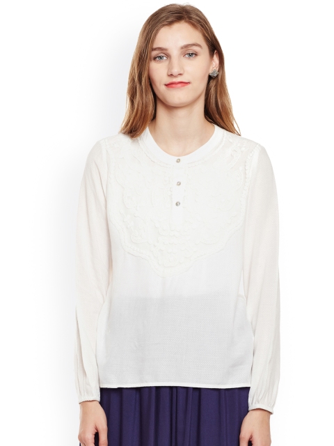 

Oxolloxo Women White Embroidered Top