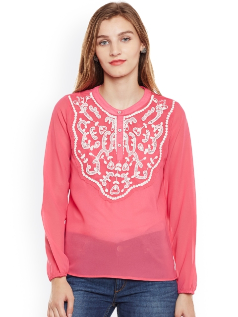 

Oxolloxo Women Pink Embroidered Top