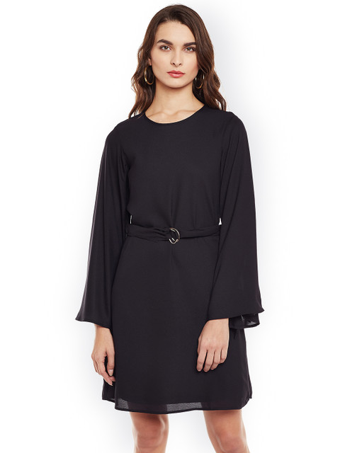 

Oxolloxo Women Black Solid Fit and Flare Dress