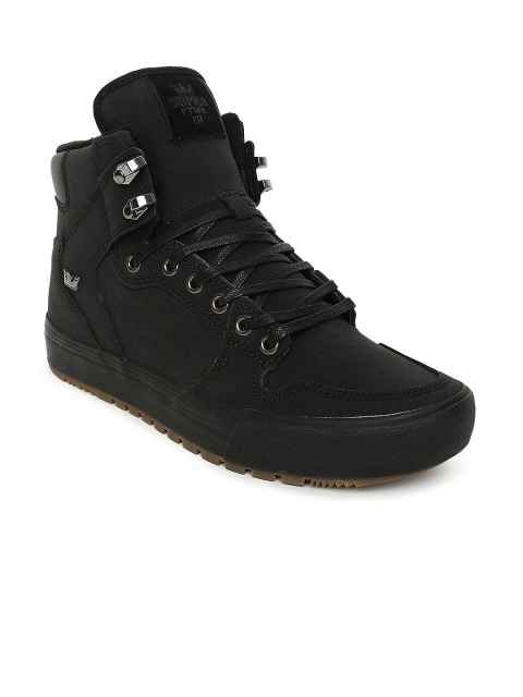 

Supra Men Black Solid Nubuck High-Top Sneakers