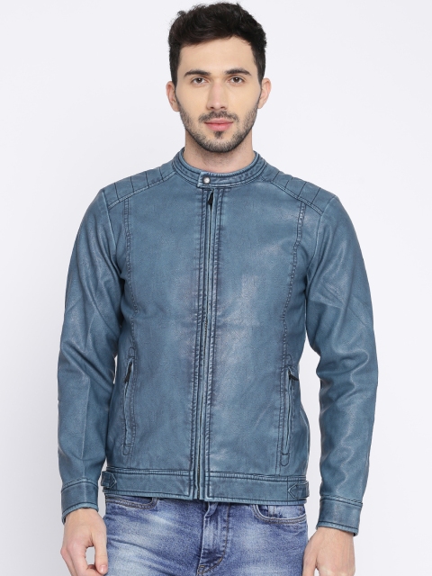 

SF JEANS by Pantaloons Men Blue Solid Biker Jacket