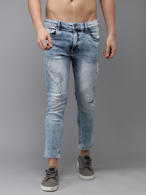 

Moda Rapido Men Blue Slim Fit Low-Rise Mildly Distressed Cropped Stretchable Jeans