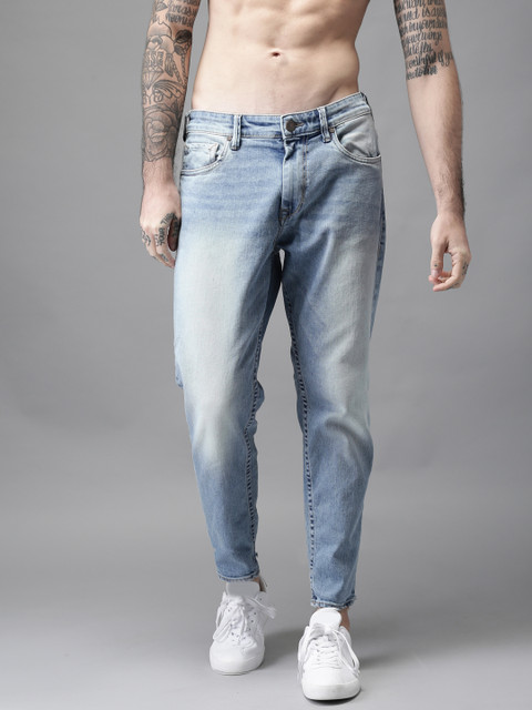 

Moda Rapido Men Blue Slim Tapered Fit Cropped Mid-Rise Clean Look Stretchable Jeans
