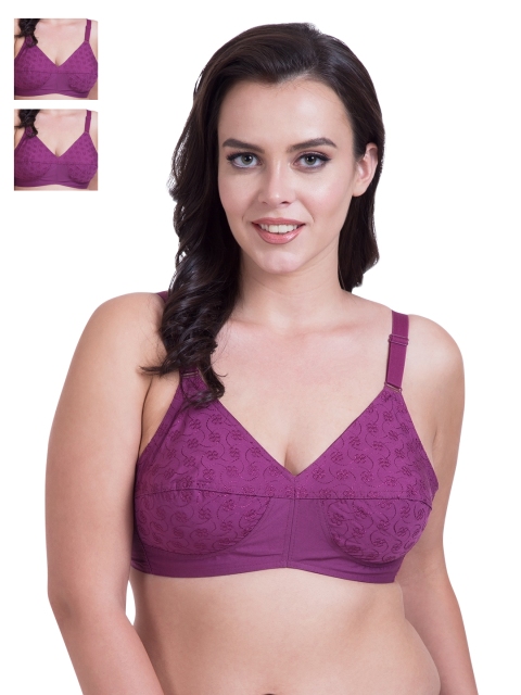 

Rajnie Pack of 3 Magenta Full Coverage Bras RJ665MG