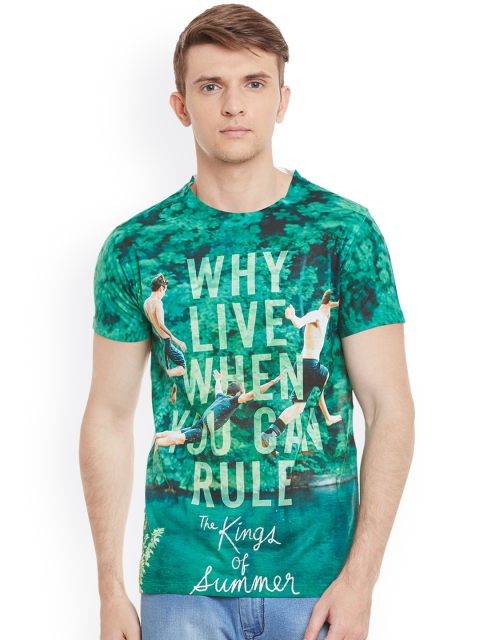

Wear Your Mind Men Green Printed Round Neck T-shirt