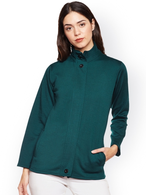 

Belle Fille Women Teal Green Solid Lightweight Open Front Jacket