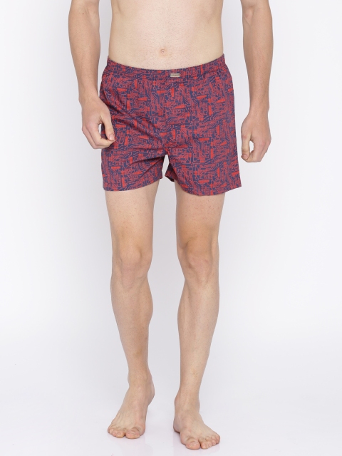 

Flying Machine Navy & Red Printed Pure Cotton Boxers FMAM8050, Navy blue