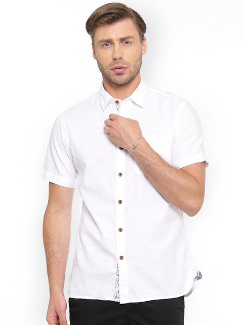 

t-base Men White Standard Regular Fit Solid Casual Shirt