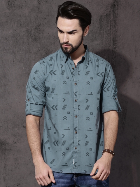 

Roadster Men Grey Regular Fit Printed Casual Shirt