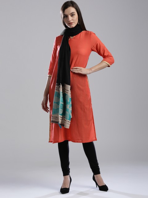 

W Black & Beige Woven Design Dupatta