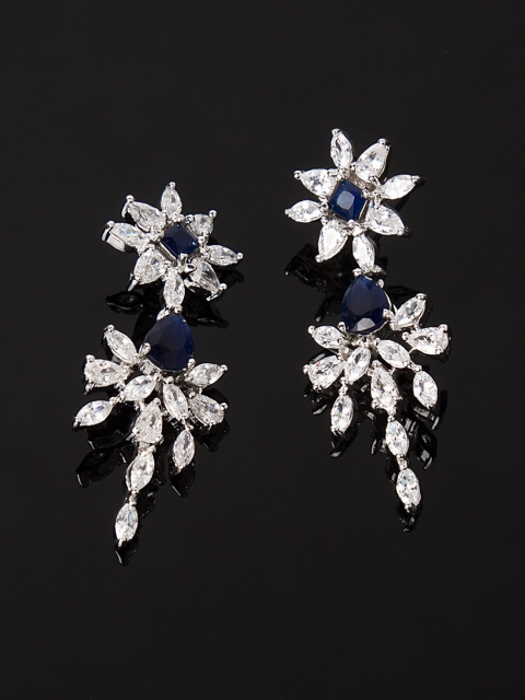 

Studio Voylla Princess of Wales Silver-Toned & Blue Classic Drop Earrings
