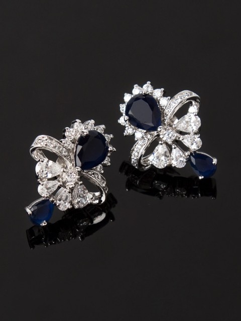 

Studio Voylla Princess of Wales Silver-Toned & Blue Studs