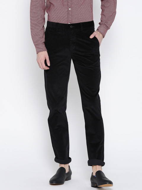 

Monte Carlo Men Black Slim Fit Solid Corduroy Trousers