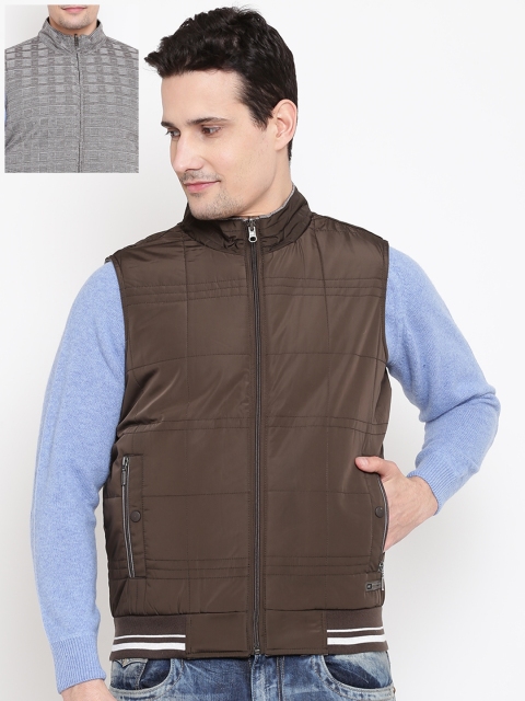 

Monte Carlo Men Brown & White Self Design Reversible Bomber Jacket
