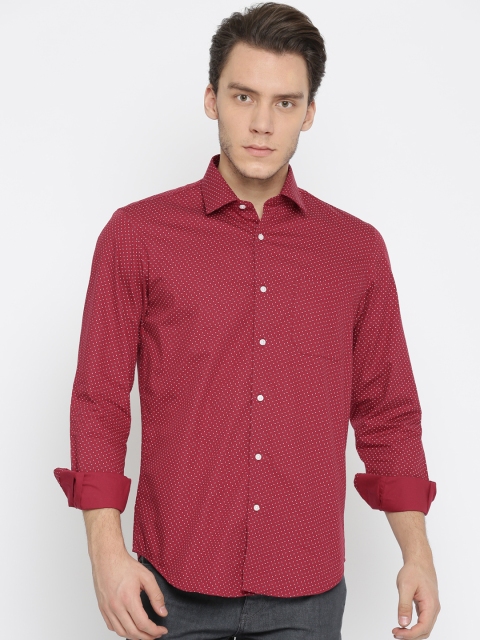 

Peter England Men Maroon Slim Fit Printed Casual Shirt