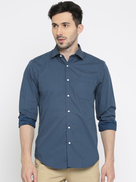 

Peter England Men Navy Blue Slim Fit Printed Formal Shirt
