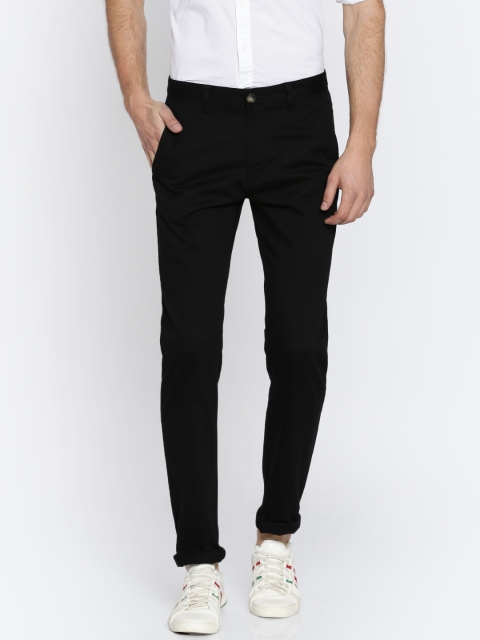 

Peter England Casuals Men Black Super Slim Fit Self Design Chinos