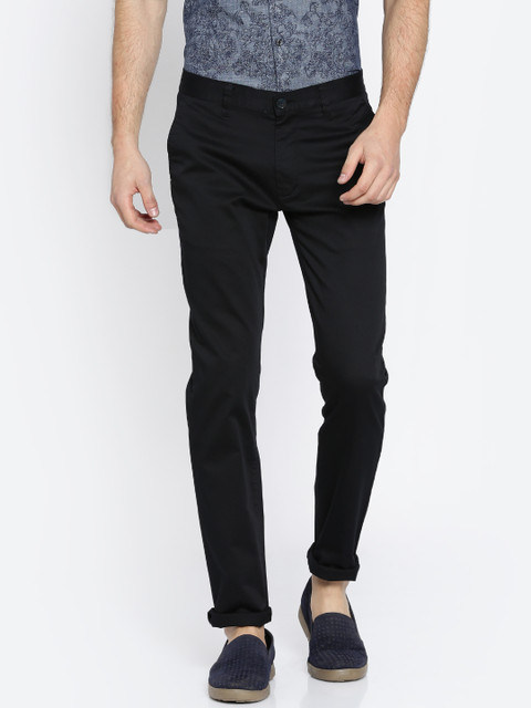 

Peter England Casuals Men Navy Blue Super Slim Fit Solid Chinos