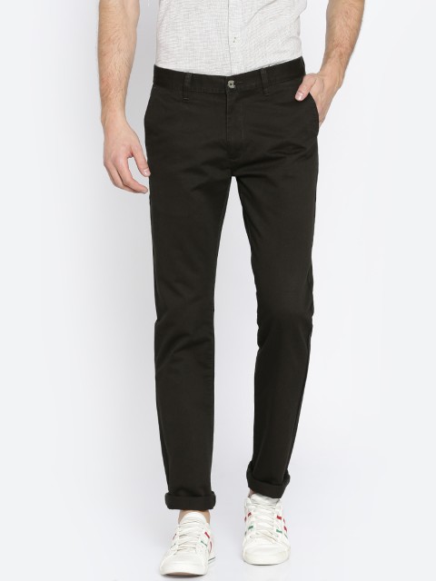 

Peter England Casuals Men Green Super Slim Fit Solid Chinos