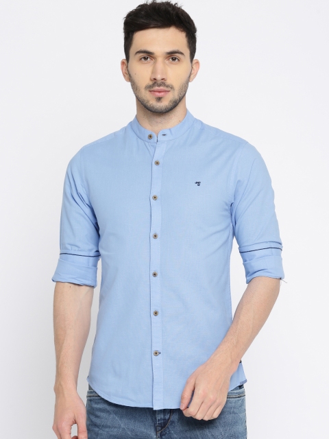 

The Indian Garage Co Men Blue Slim Fit Solid Casual Shirt