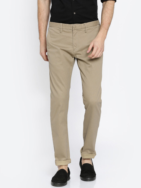 

Peter England Elite Men Khaki Slim Fit Printed Chinos