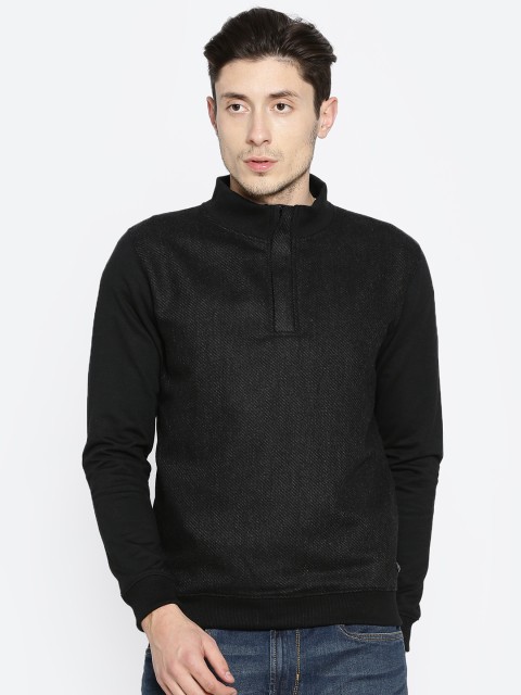 

Peter England Casuals Men Black Self Design Sweatshirt