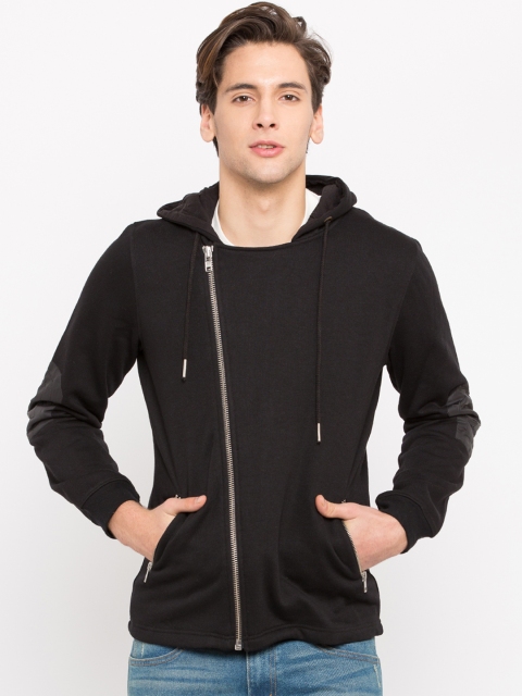 

Peter England Casuals Men Black Solid Hooded Sweatshirt