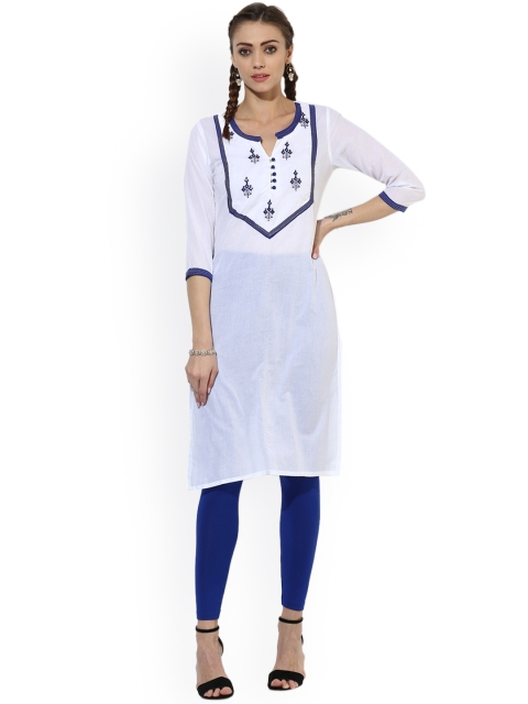 

Sangria Women White Solid Straight Kurta