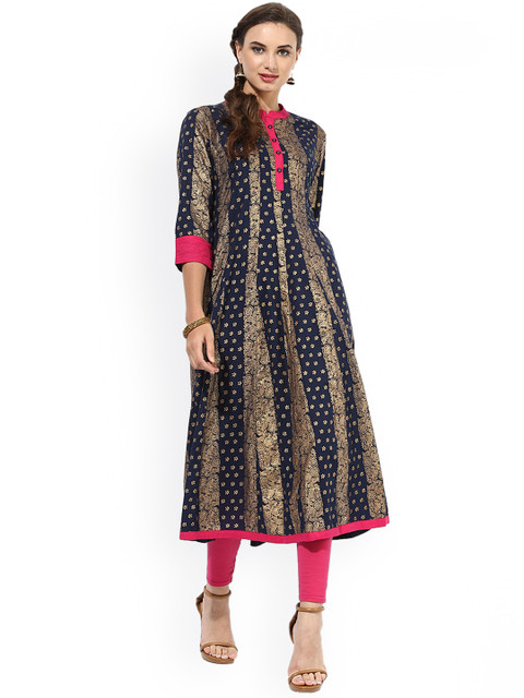 

Sangria Women Navy Blue Printed Anarkali Kurta