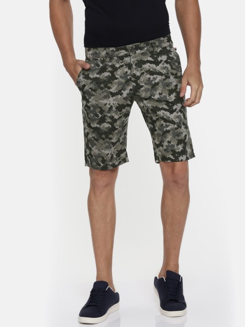

The Indian Garage Co Men Grey Printed Slim Fit Chino Shorts