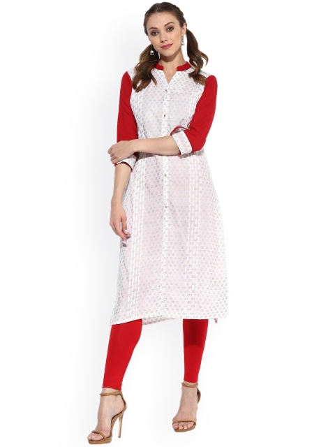 

Sangria Women White Printed Straight Kurta