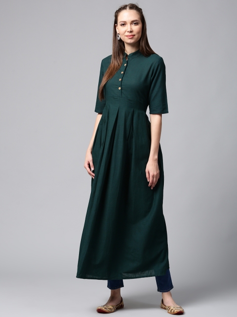 

AKS Women Green Solid Anarkali Kurta
