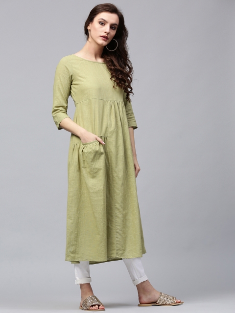 

AKS Women Green Solid Anarkali Kurta