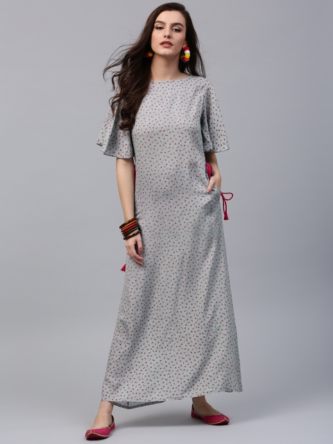 

AKS Women Grey Printed Maxi Dress