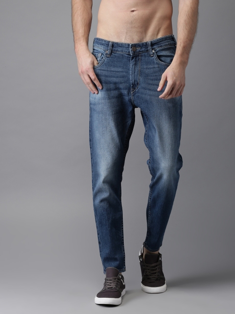 

HERE&NOW Men Blue Slim Fit Cropped Mid-Rise Clean Look Stretchable Jeans