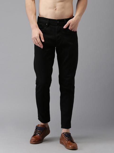 

Moda Rapido Men Black Slim Fit Cropped Mid-Rise Clean Look Stretchable Jeans