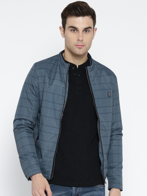 

Fort Collins Men Blue Checked Bomber Jacket