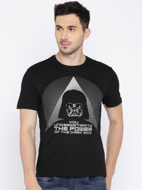 

Celio Star Wars Men Black Printed Round Neck Pure Cotton T-shirt