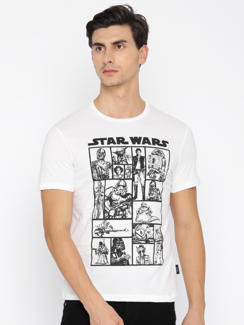 

Celio Star Wars Men White Printed Round Neck Pure Cotton T-shirt