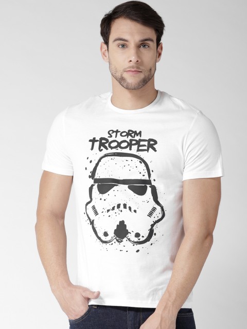

Celio Men White & Black Printed Round Neck T-shirt