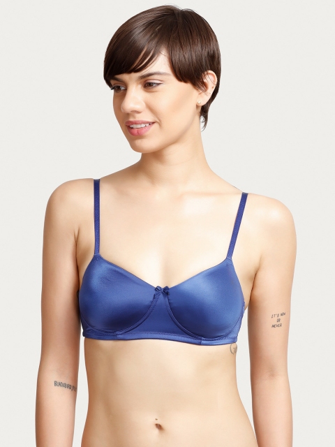 

Zivame Blue Solid Non-Wired Non Padded Everyday Bra ZIZ1220007ROBLU